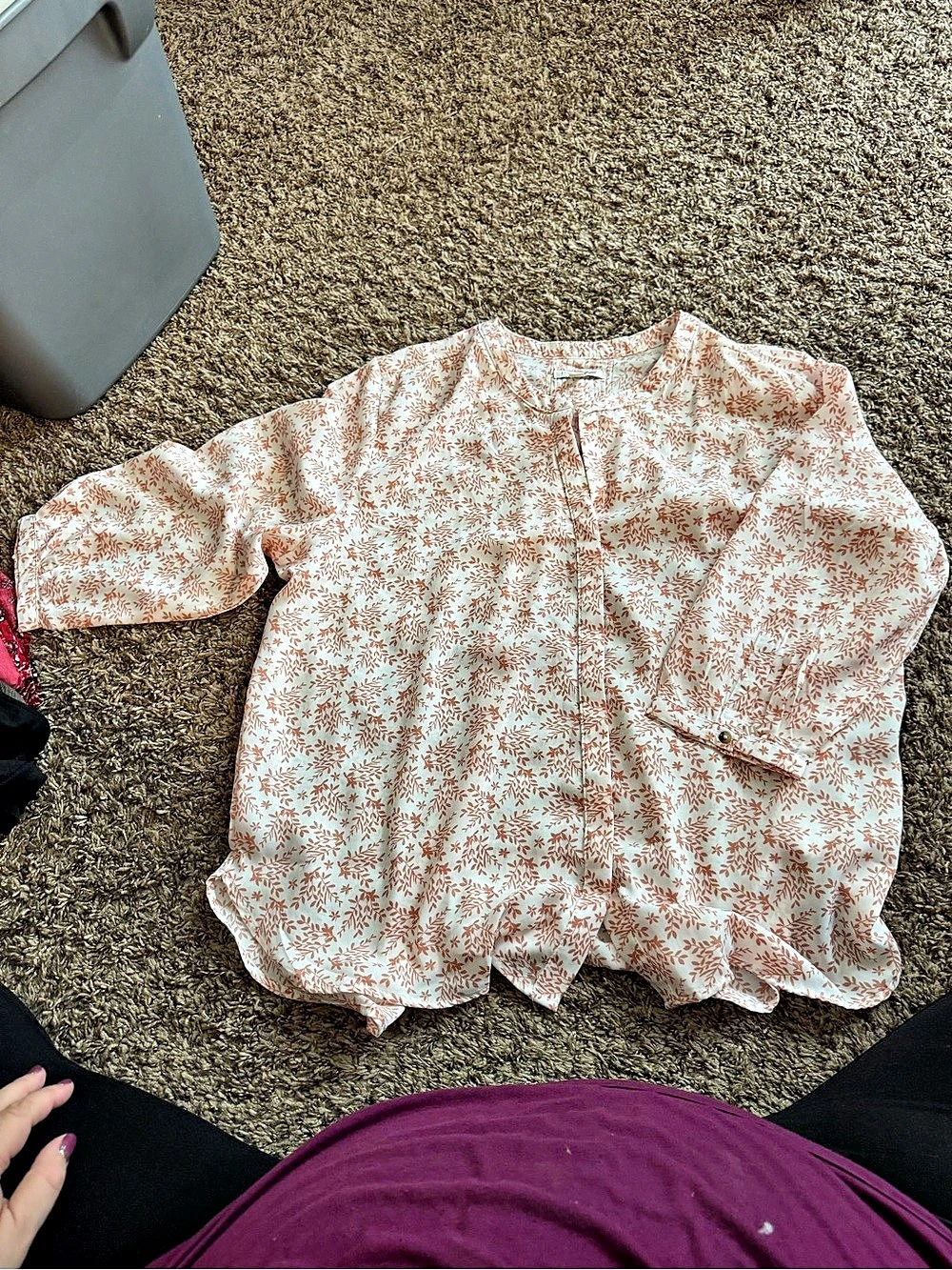 J. Crew Floral Blouse in White & Orange Size XXL